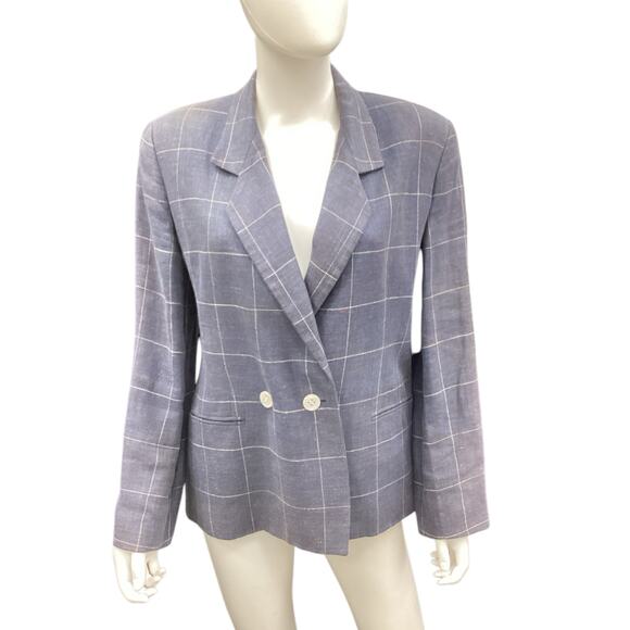 Vintage Burberrys Women’s Blazer Size 8 Wool Plaid Button Closure Blue - Picture 1 of 7